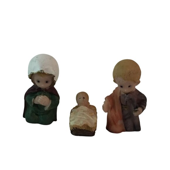 Miniature Christmas Nativity Set Fof 9 Figures & Animals Hand Painted Sri Lanka - Picture 8 of 12